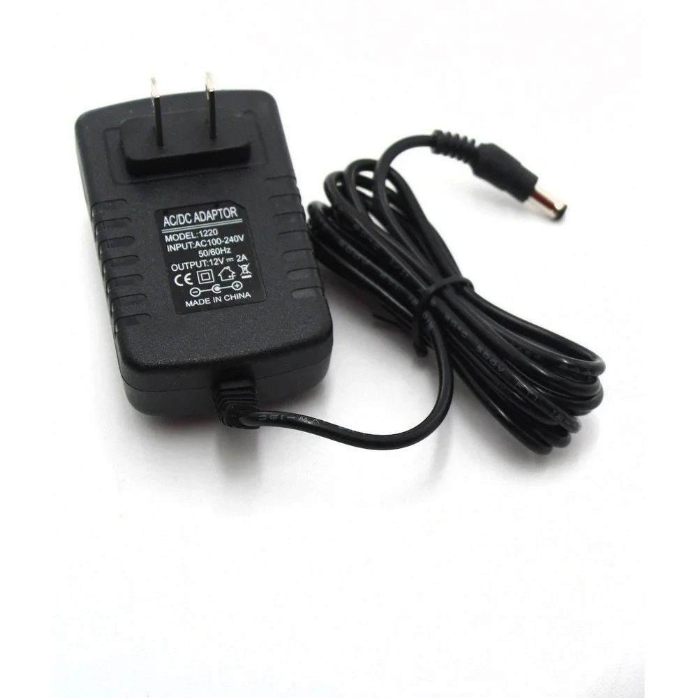 AC/DC Power Adapter Model 1220 12V 2A Wall Plug Power Supply Cord Black